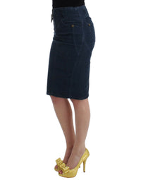 Cavalli Blue corduroy pencil Women's skirt
