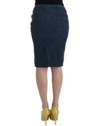 Cavalli Blue corduroy pencil Women's skirt