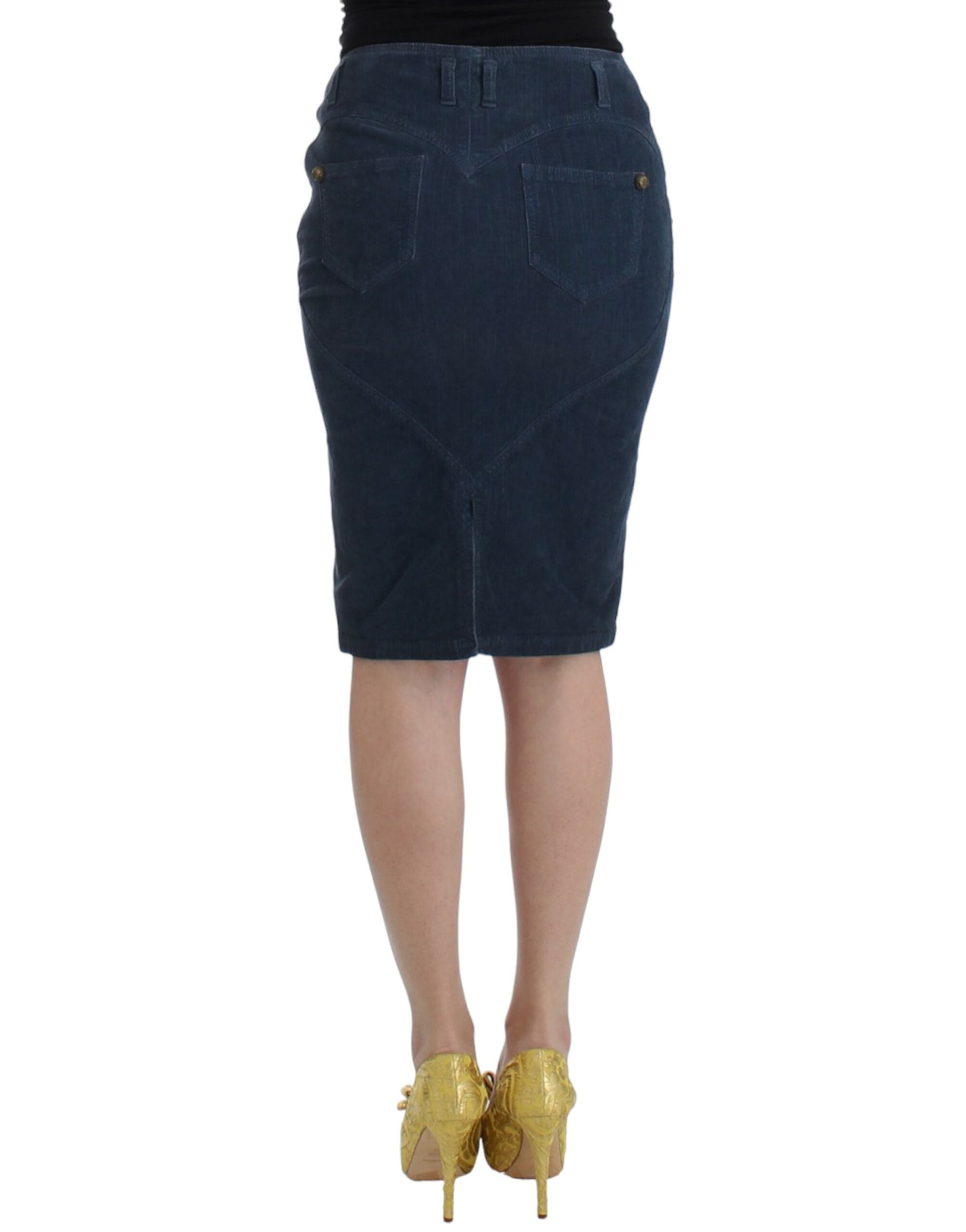 Cavalli Blue corduroy pencil Women's skirt