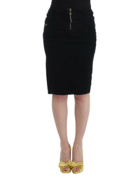 Cavalli Black Corduroy Pencil Women's Skirt