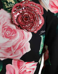 Dolce & Gabbana Black Floral Embellished Lace A-line Women's Dress