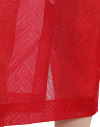 Dolce & Gabbana Red Sheer High Waist Pencil Cut Midi Women's Skirt