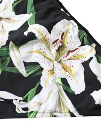 Dolce & Gabbana Black Lily Print Swimwear Bottom Beachwear Women's Bikini