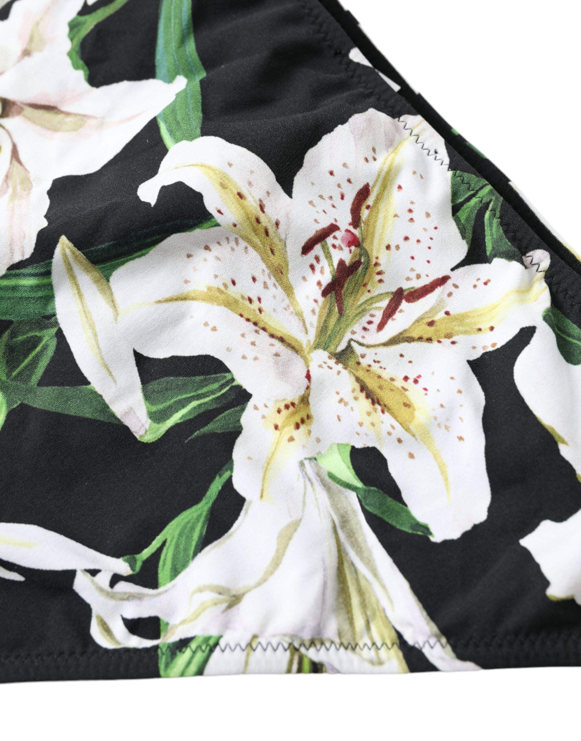 Dolce & Gabbana Black Lily Print Swimwear Bottom Beachwear Women's Bikini