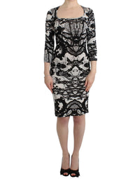 Cavalli Black Printed Sheath Women's Dress