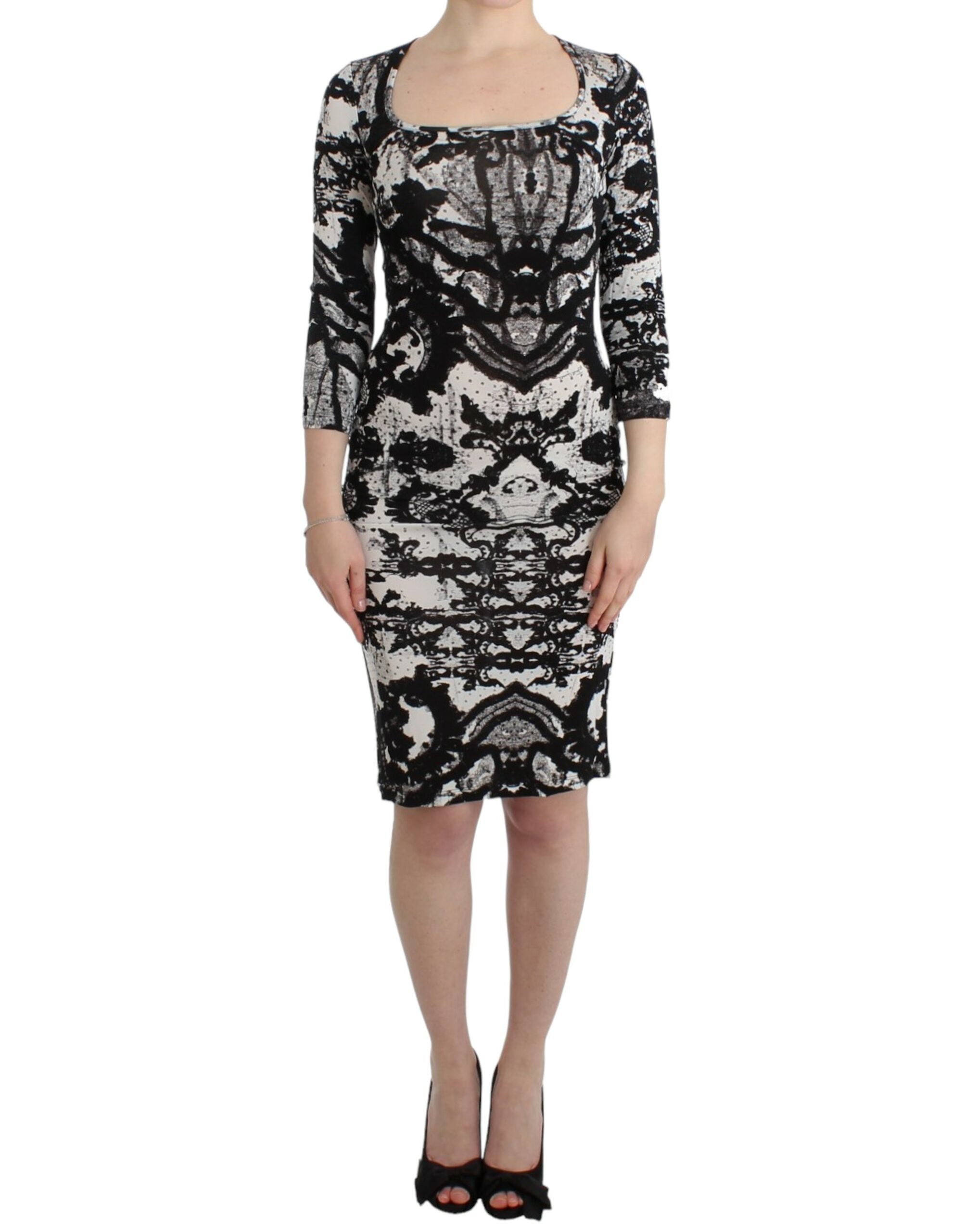 Cavalli Black Printed Sheath Women's Dress