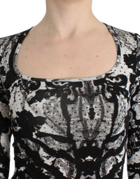 Cavalli Black Printed Sheath Women's Dress