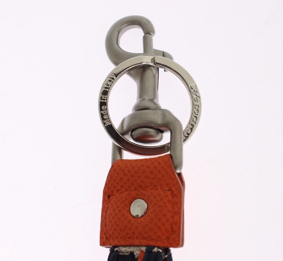 Dolce & Gabbana Dolce & Gabbana Red White Raffia Leather Clasp Finder Keyring Women's Keychain