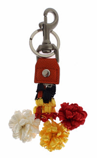 Dolce & Gabbana Dolce & Gabbana Red White Raffia Leather Clasp Finder Keyring Women's Keychain