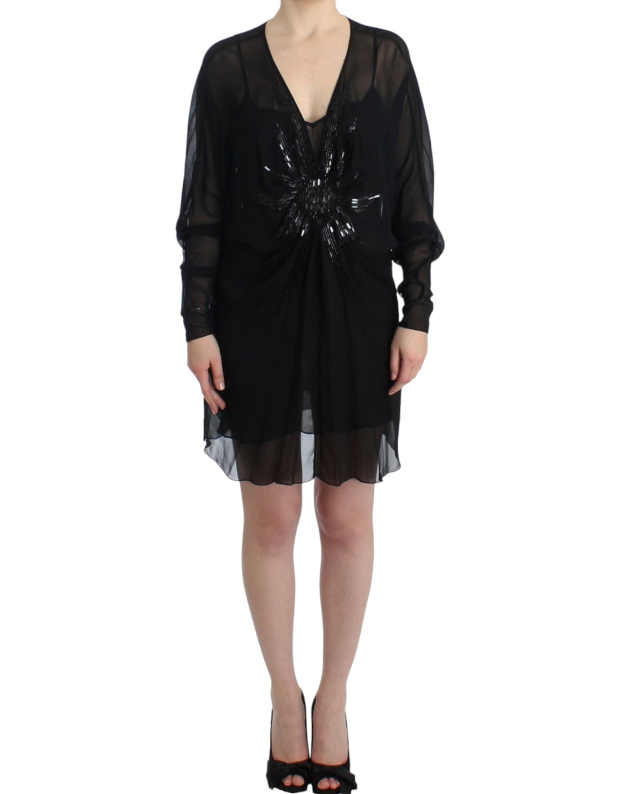Cavalli Black long sleeve silk Women's dress