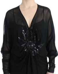 Cavalli Black long sleeve silk Women's dress