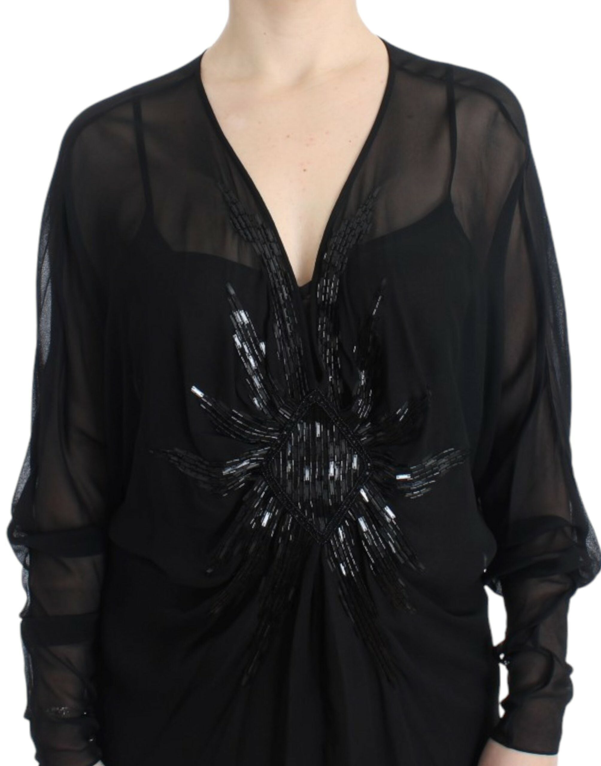 Cavalli Black long sleeve silk Women's dress