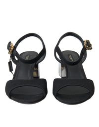 Dolce & Gabbana Black Crystals Ankle Strap Sandals Women's Shoes
