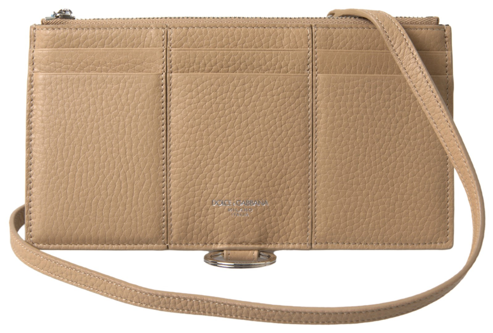 Dolce & Gabbana Dolce & Gabbana Beige Leather Shoulder Cardholder Shoulder Strap Women's Wallet