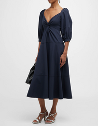 Cinq A Sept Women's Kristina V-Neck Twisted-Front Midi Dress Navy Blue