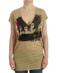 Costume National Beige motive print Women's t-shirt