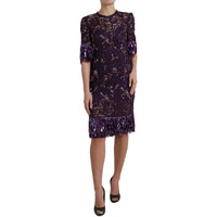 Dolce & Gabbana Purple floral lace crystal embedded Women's dress