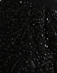Dolce & Gabbana Black Crystal Handmade Knee Pencil Women's Skirt
