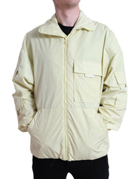 Dolce & Gabbana Yellow Nylon Collared Full Zip Parka Men's Jacket