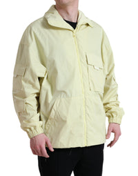 Dolce & Gabbana Yellow Nylon Collared Full Zip Parka Men's Jacket