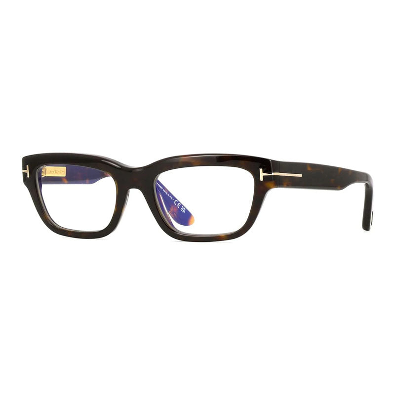 Tom Ford Tom Ford Eyeglasses Round Full Rim, Coloured Havana Frame and Clear/Blue-Light Block Lenses Lens FT6045-B055