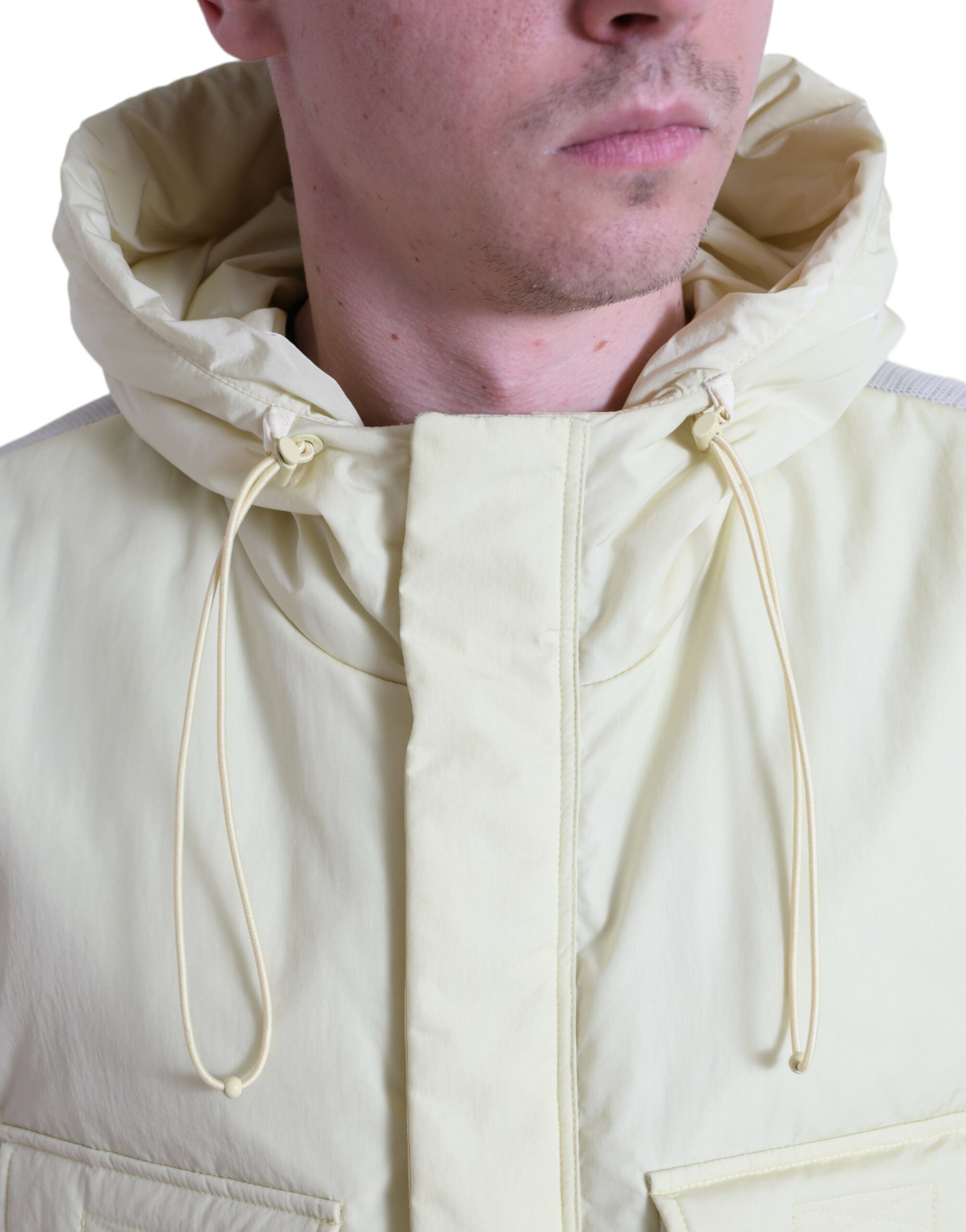 Dolce & Gabbana Yellow Nylon Hooded Sportswear Vest Men's Jacket