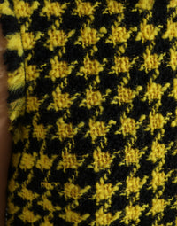 Dolce & Gabbana Yellow Houndstooth Sleeveless Aline Mini Women's Dress