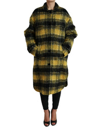 Dolce & Gabbana Dolce & Gabbana Yellow Plaid Long Sleeve Casual Coat Women's Jacket