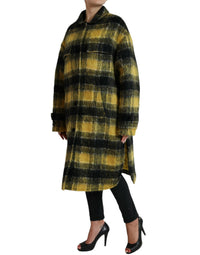 Dolce & Gabbana Dolce & Gabbana Yellow Plaid Long Sleeve Casual Coat Women's Jacket