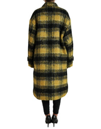 Dolce & Gabbana Dolce & Gabbana Yellow Plaid Long Sleeve Casual Coat Women's Jacket