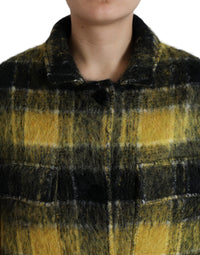 Dolce & Gabbana Dolce & Gabbana Yellow Plaid Long Sleeve Casual Coat Women's Jacket