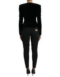 Dolce & Gabbana Dolce & Gabbana Black Velvet Cotton Double Breasted Women's Jacket