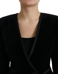 Dolce & Gabbana Dolce & Gabbana Black Velvet Cotton Double Breasted Women's Jacket