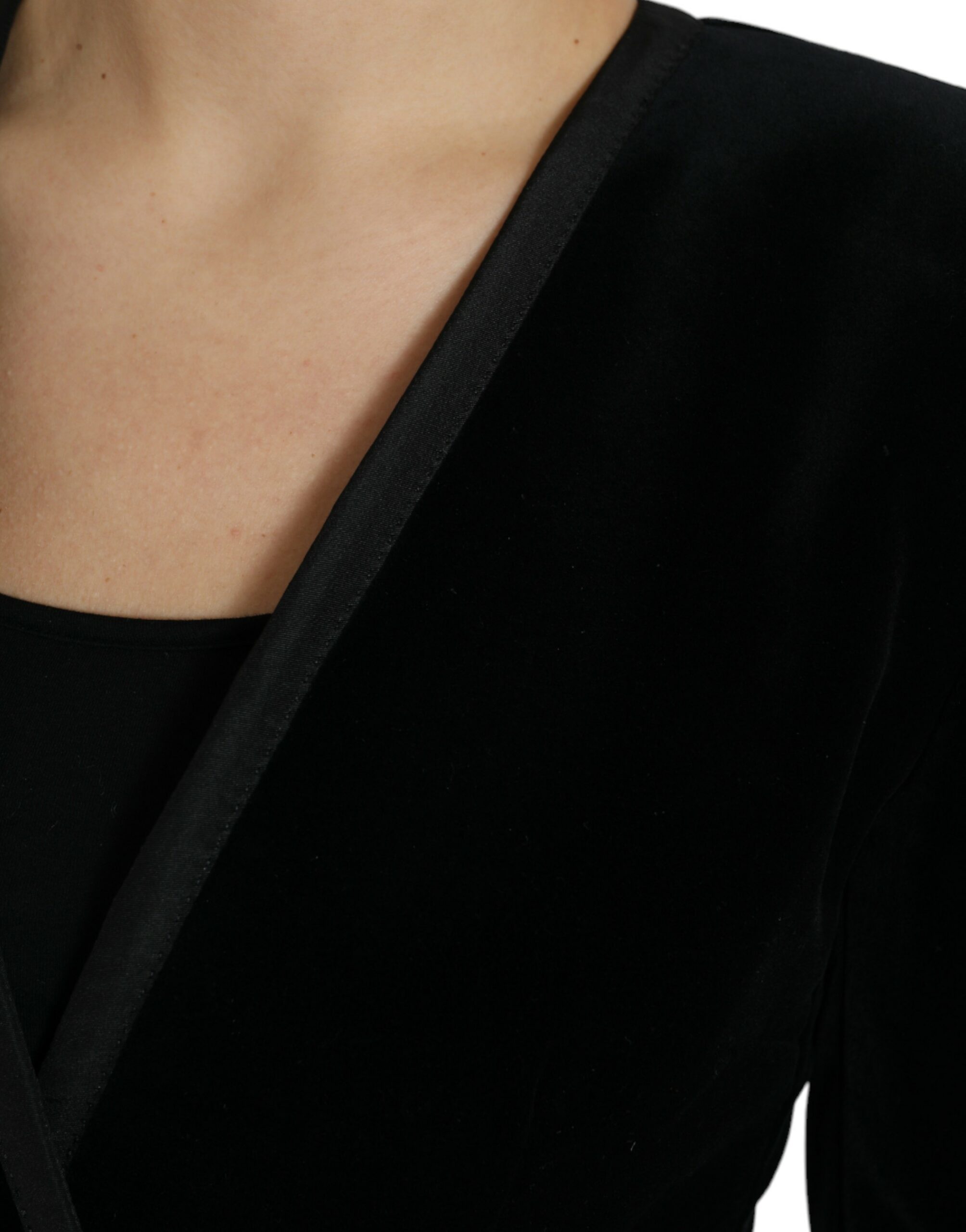 Dolce & Gabbana Dolce & Gabbana Black Velvet Cotton Double Breasted Women's Jacket