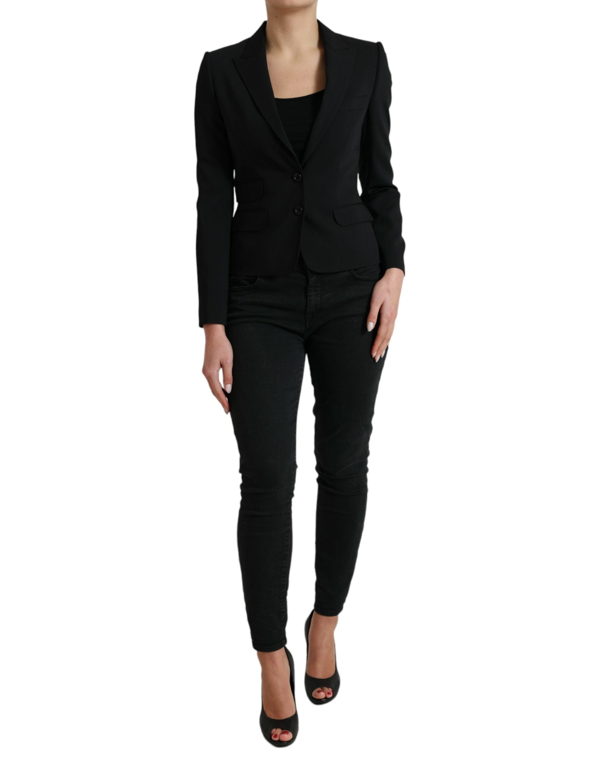 Dolce & Gabbana Dolce & Gabbana Black Wool Single Breasted Blazer Coat Women's Jacket