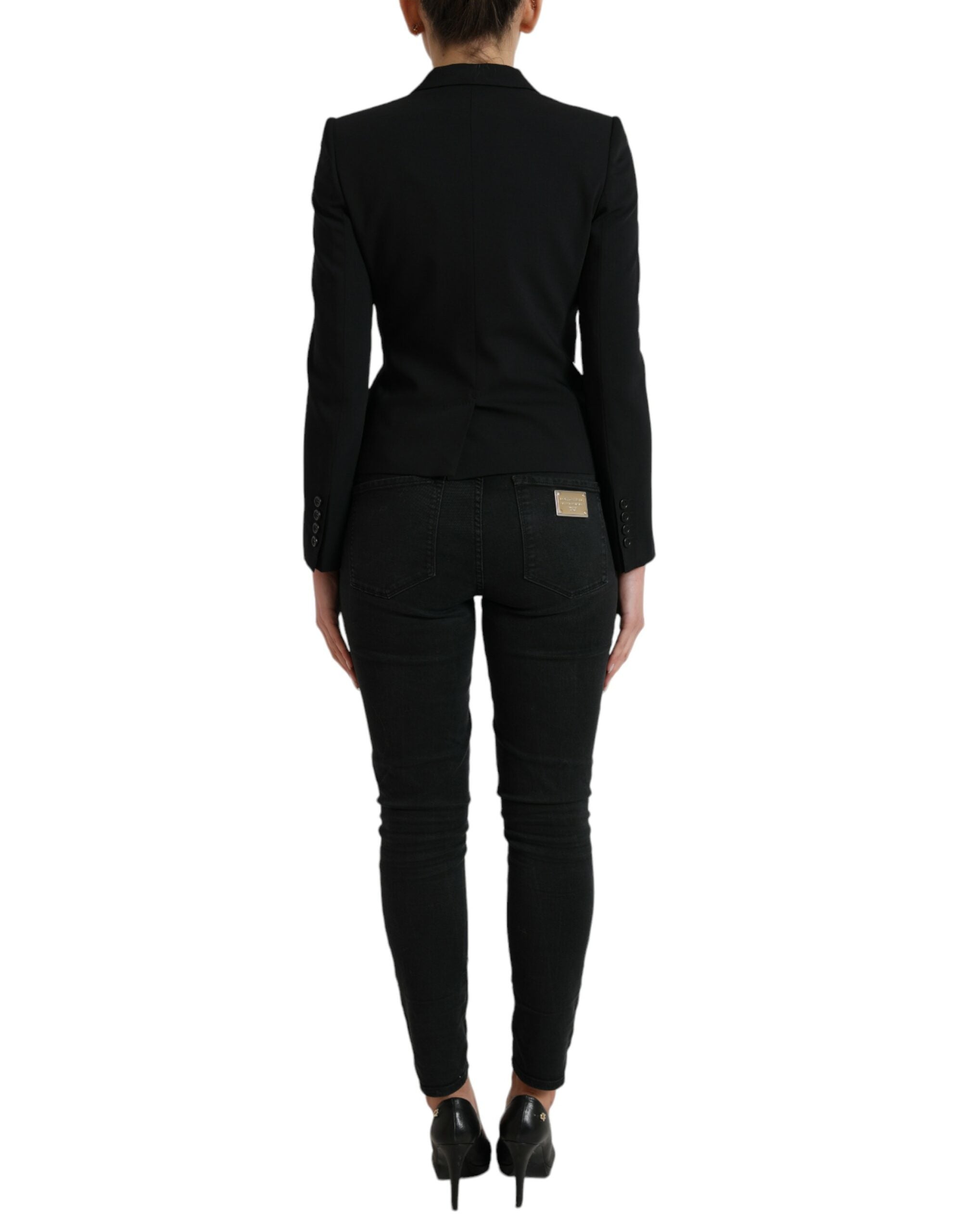 Dolce & Gabbana Dolce & Gabbana Black Wool Single Breasted Blazer Coat Women's Jacket