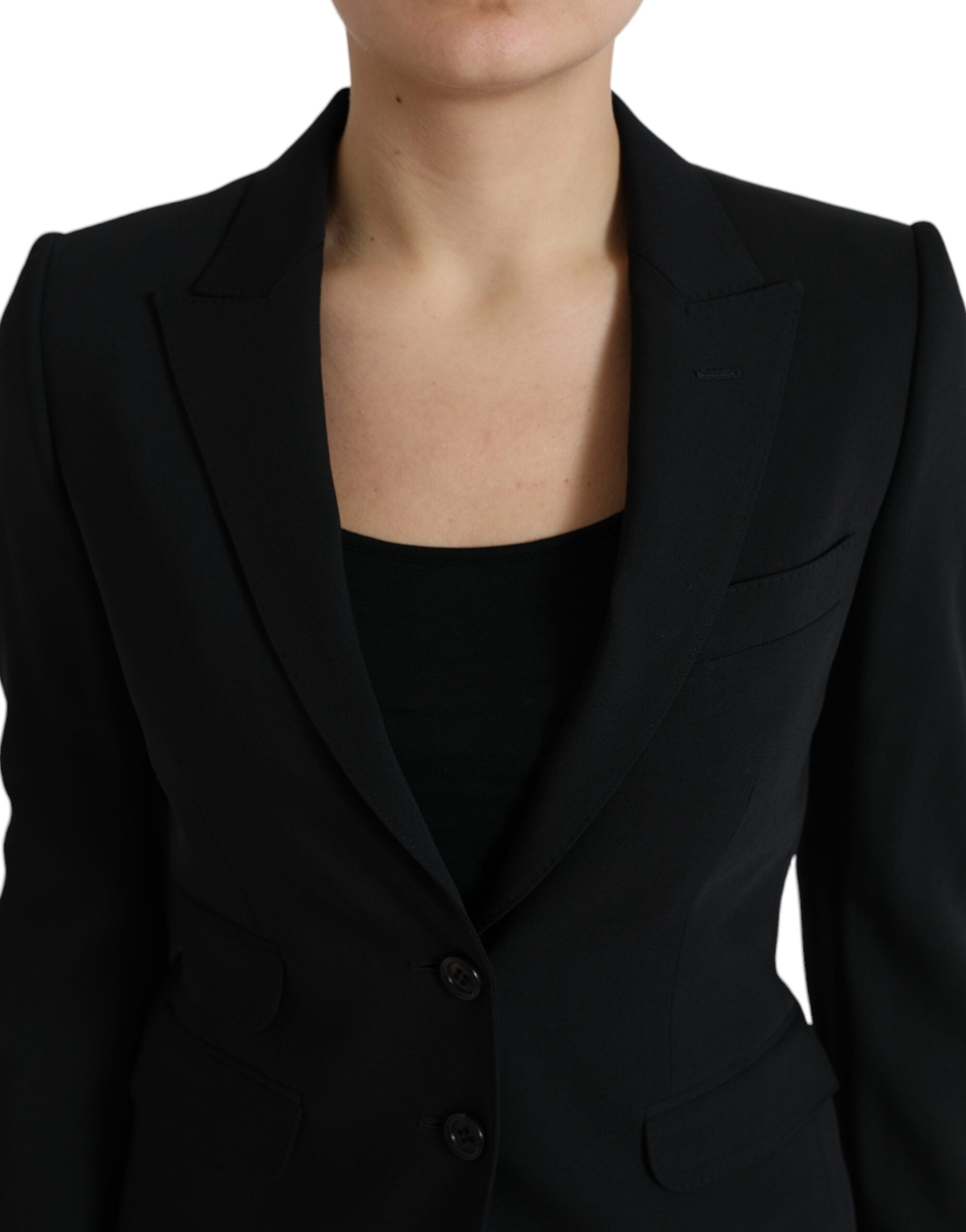 Dolce & Gabbana Dolce & Gabbana Black Wool Single Breasted Blazer Coat Women's Jacket