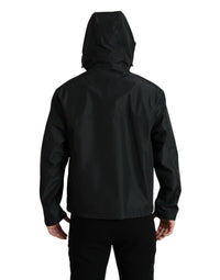 Dolce & Gabbana Black Polyester Logo Plaque Hooded Men's Jacket