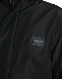 Dolce & Gabbana Black Polyester Logo Plaque Hooded Men's Jacket