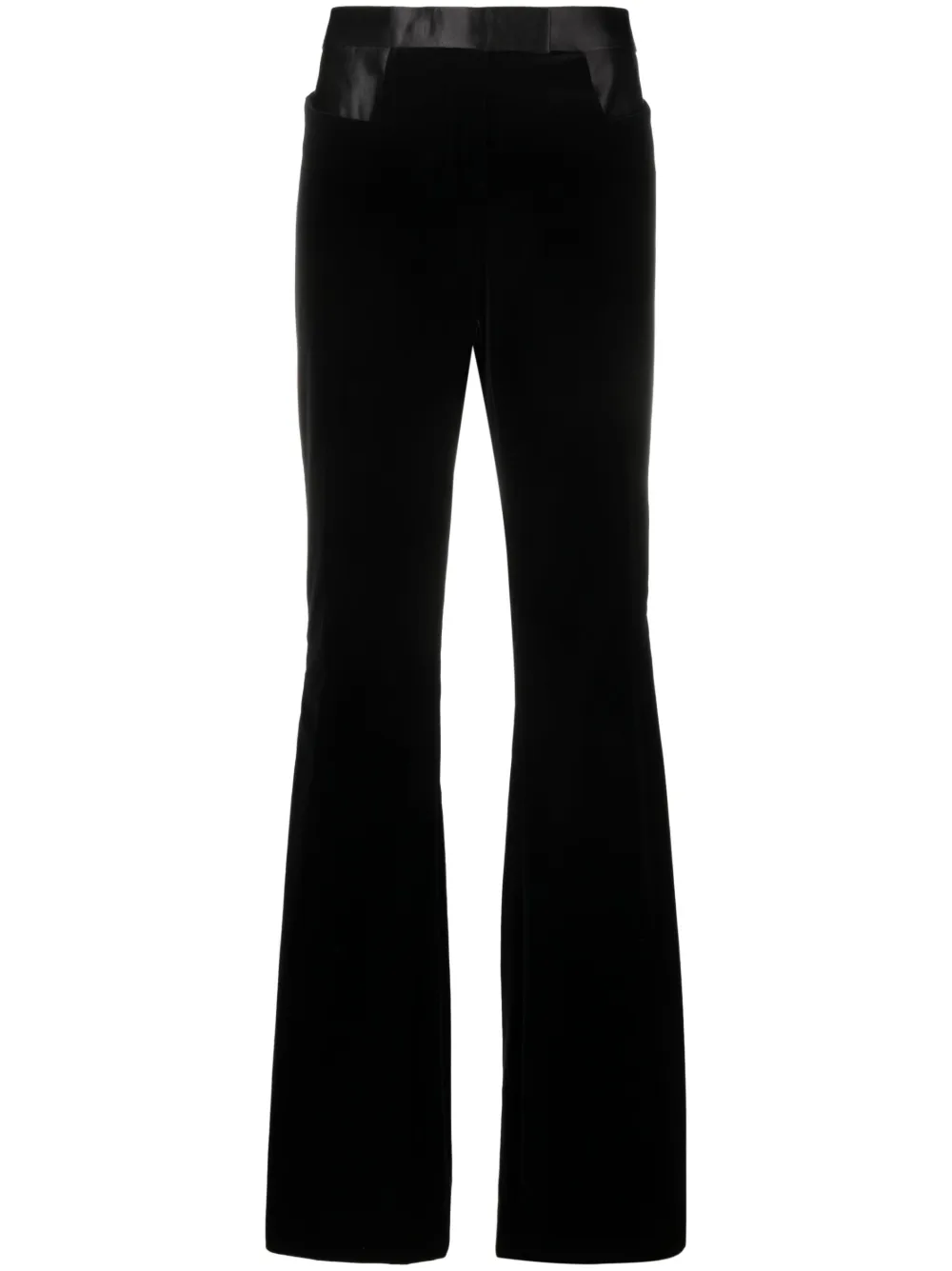 Tom Ford Velvet Flared Trousers with Contrast Waistband