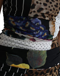 Dolce & Gabbana Multicolor Patchwork Midi Floral Leopard Bodycon Women's Dress