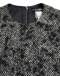 Dolce & Gabbana Black Chevron Polyester Shift Mini Women's Dress