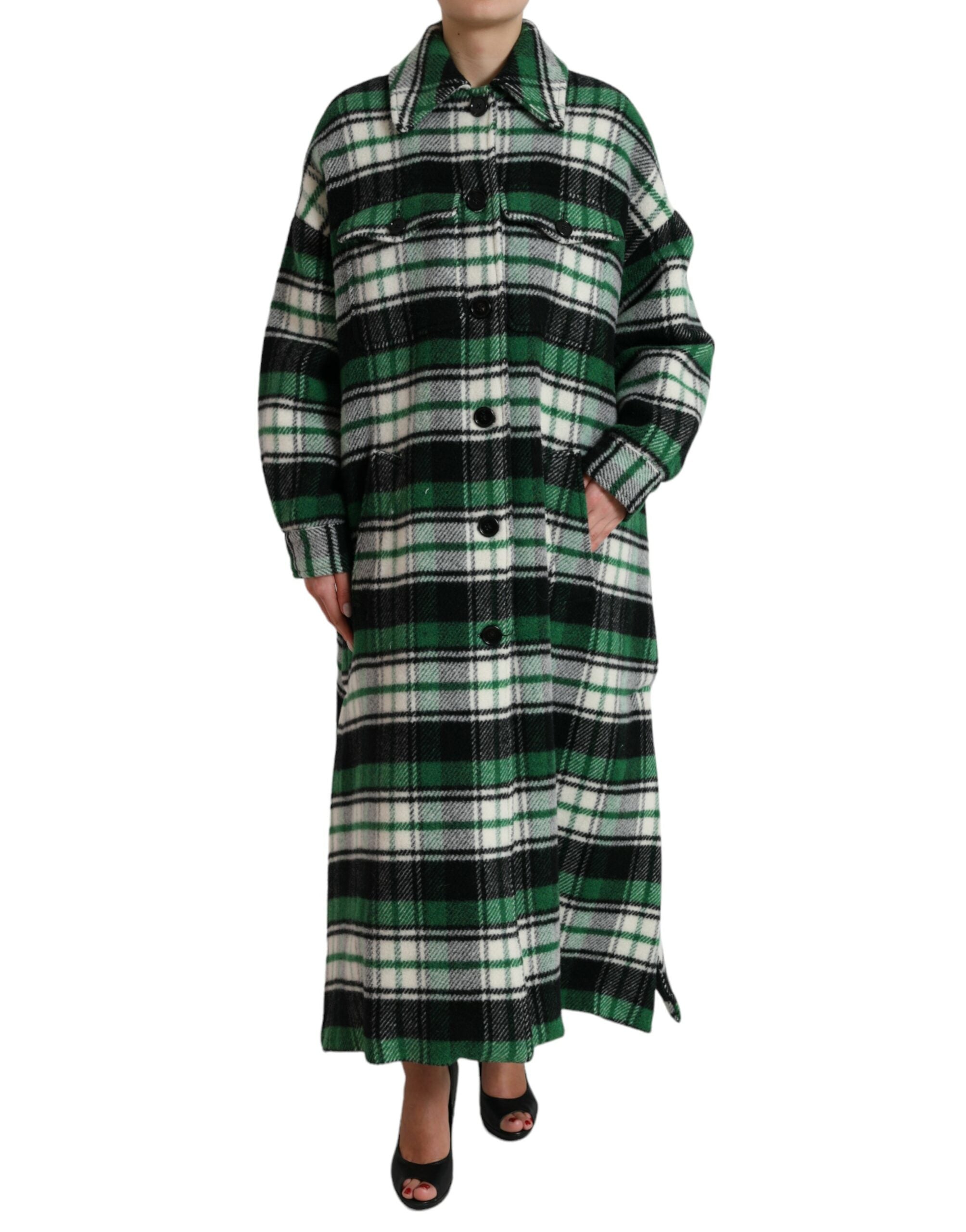 Dolce & Gabbana Dolce & Gabbana Green Plaid Long Sleeve Casual Coat Women's Jacket