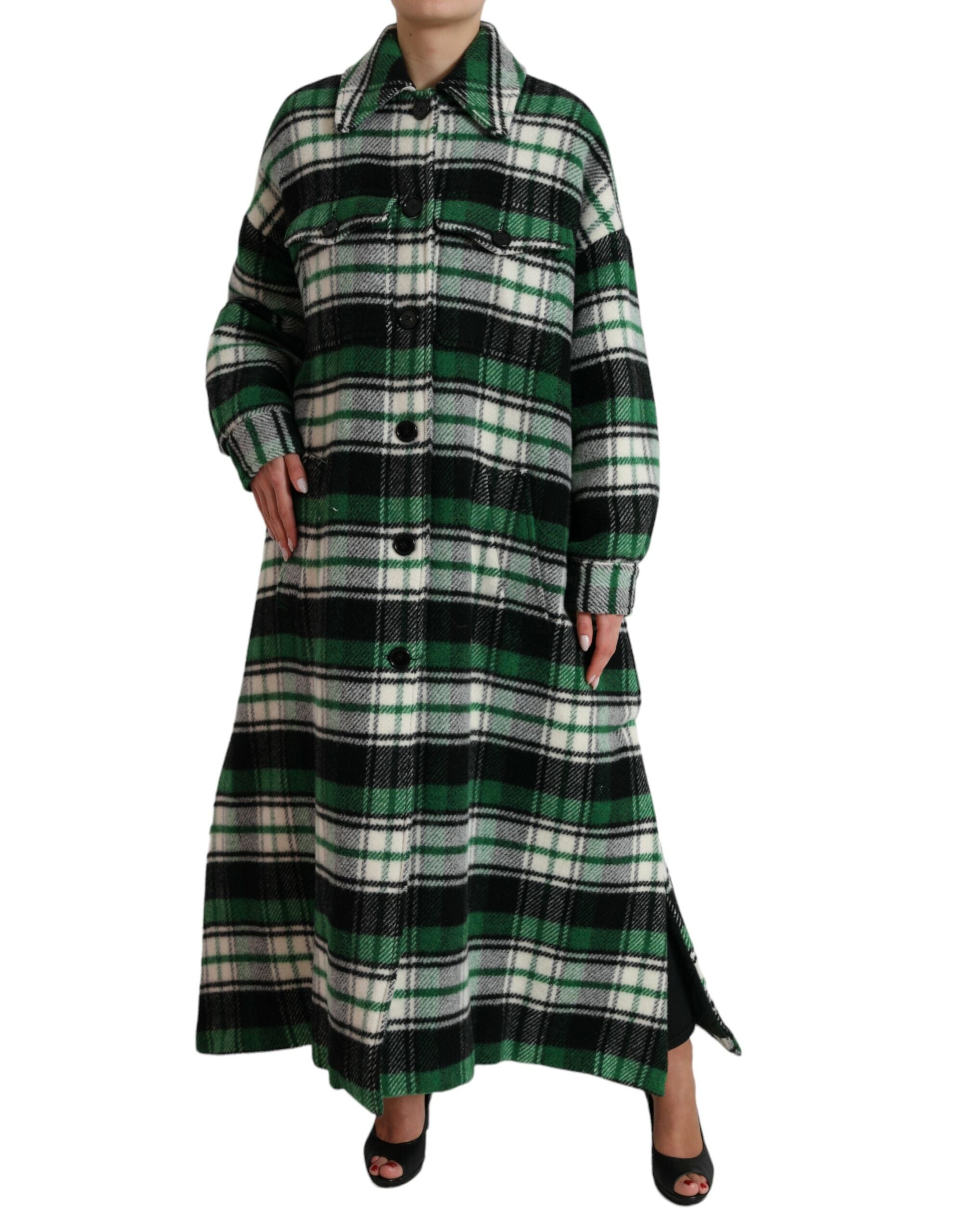 Dolce & Gabbana Dolce & Gabbana Green Plaid Long Sleeve Casual Coat Women's Jacket
