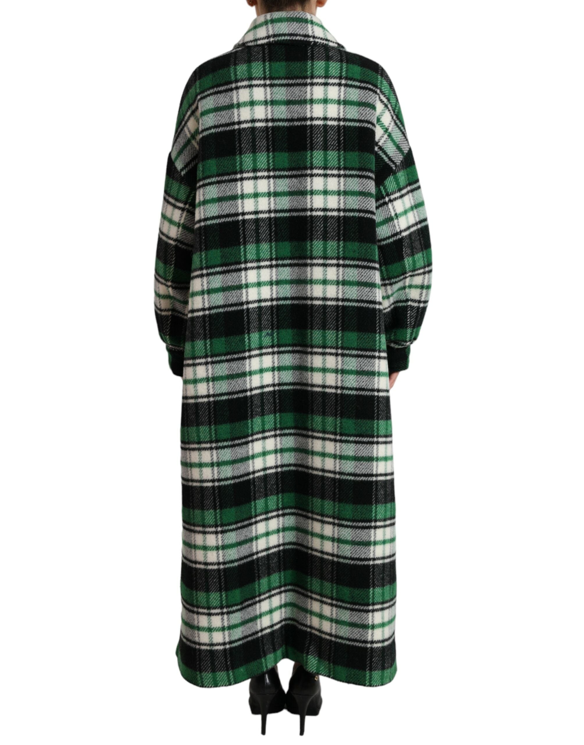 Dolce & Gabbana Dolce & Gabbana Green Plaid Long Sleeve Casual Coat Women's Jacket