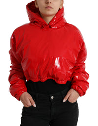 Dolce & Gabbana Dolce & Gabbana Shiny Red Hooded Cropped Short Coat Women's Jacket