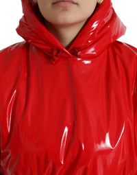 Dolce & Gabbana Dolce & Gabbana Shiny Red Hooded Cropped Short Coat Women's Jacket