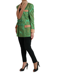 Dolce & Gabbana Dolce & Gabbana Green Floral Double Breasted Coat Women's Jacket