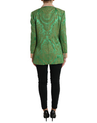 Dolce & Gabbana Dolce & Gabbana Green Floral Double Breasted Coat Women's Jacket