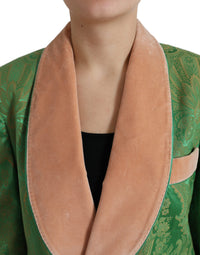 Dolce & Gabbana Dolce & Gabbana Green Floral Double Breasted Coat Women's Jacket